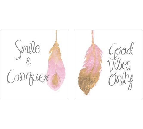 Good Vibes And Smiles 2 Piece Art Print Set by Elizabeth Medley
