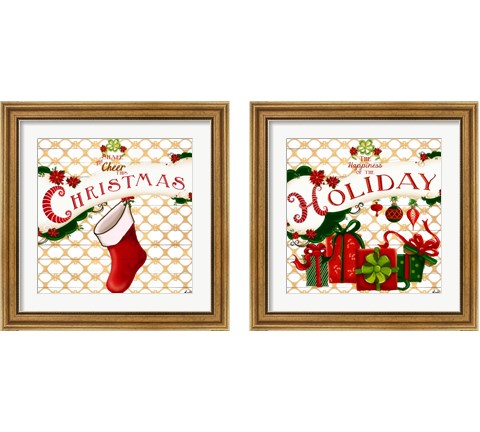 Gold Christmas Cheer 2 Piece Framed Art Print Set by Andi Metz