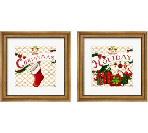 Gold Christmas Cheer 2 Piece Framed Art Print Set by Andi Metz