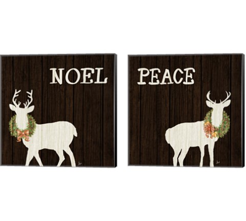 Wooden Deer with Wreath 2 Piece Canvas Print Set by Andi Metz