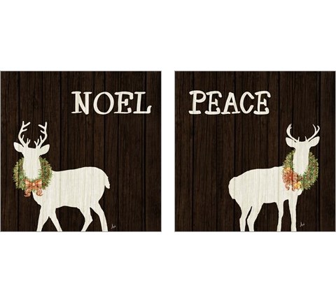 Wooden Deer with Wreath 2 Piece Art Print Set by Andi Metz
