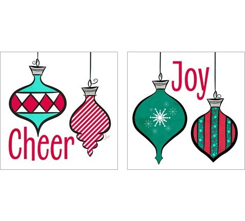 Joyful Christmas Ornaments 2 Piece Art Print Set by Andi Metz