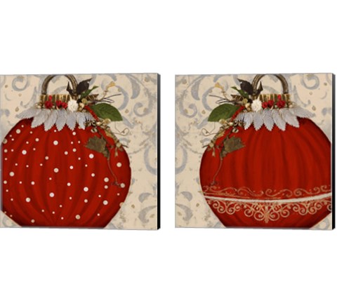 Red Ornament  2 Piece Canvas Print Set by Patricia Pinto