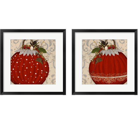 Red Ornament  2 Piece Framed Art Print Set by Patricia Pinto