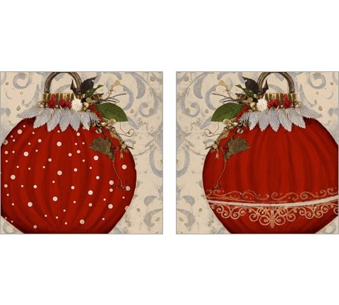 Red Ornament  2 Piece Art Print Set by Patricia Pinto