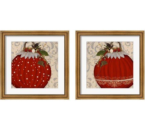 Red Ornament  2 Piece Framed Art Print Set by Patricia Pinto