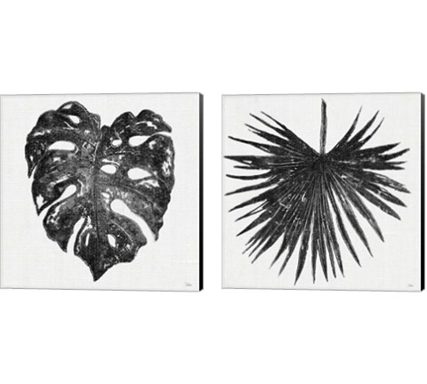 Dark Leaf Palm 2 Piece Canvas Print Set by Patricia Pinto