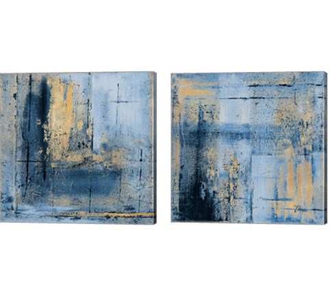 Golden Blues 2 Piece Canvas Print Set by Patricia Pinto