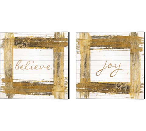 Gold Believe Square 2 Piece Canvas Print Set by Patricia Pinto