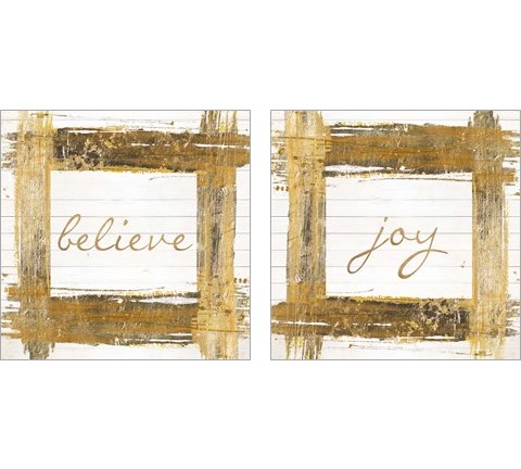 Gold Believe Square 2 Piece Art Print Set by Patricia Pinto