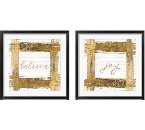 Gold Believe Square 2 Piece Framed Art Print Set by Patricia Pinto