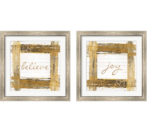 Gold Believe Square 2 Piece Framed Art Print Set by Patricia Pinto