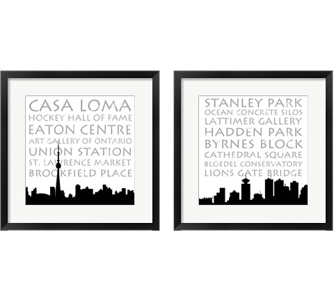 Toronto & Vancouver Skyline Square 2 Piece Framed Art Print Set by Anna Quach