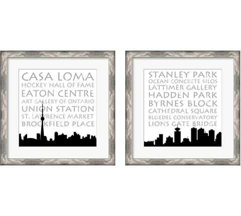 Toronto & Vancouver Skyline Square 2 Piece Framed Art Print Set by Anna Quach