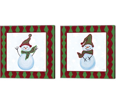 Snowman Zig Zag Square 2 Piece Canvas Print Set by Gina Ritter
