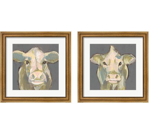 Blush Faced Cow 2 Piece Framed Art Print Set by Jennifer Goldberger