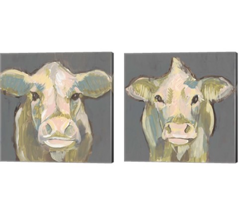 Blush Faced Cow 2 Piece Canvas Print Set by Jennifer Goldberger