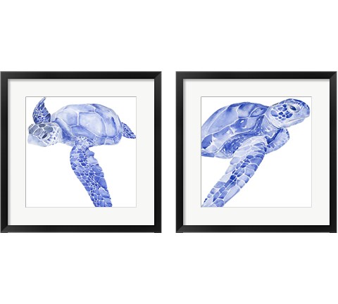 Ultramarine Sea Turtle 2 Piece Framed Art Print Set by Jennifer Parker