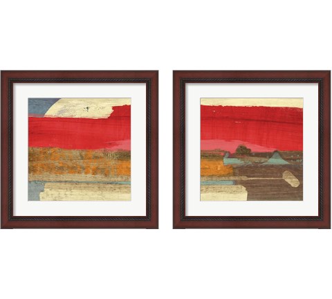 Moon Rising from the Crimson Sky 2 Piece Framed Art Print Set by Leonardo Bacci