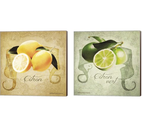 Vintage Lemons & Limes 2 Piece Canvas Print Set by Bluebird Barn