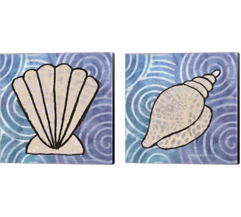 Whimsy Coastal Shell 2 Piece Canvas Print Set by Bluebird Barn