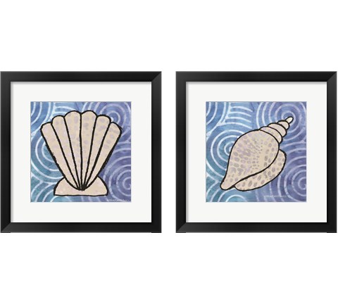 Whimsy Coastal Shell 2 Piece Framed Art Print Set by Bluebird Barn