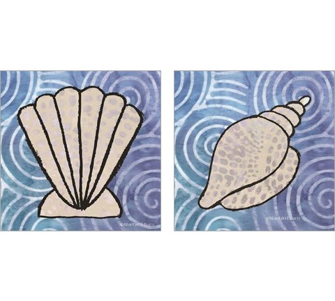 Whimsy Coastal Shell 2 Piece Art Print Set by Bluebird Barn