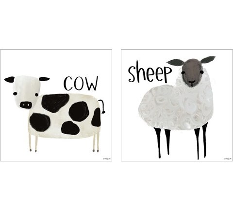 Farm Animal 2 Piece Art Print Set by Katie Doucette