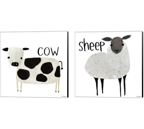 Farm Animal 2 Piece Canvas Print Set by Katie Doucette