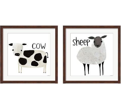 Farm Animal 2 Piece Framed Art Print Set by Katie Doucette
