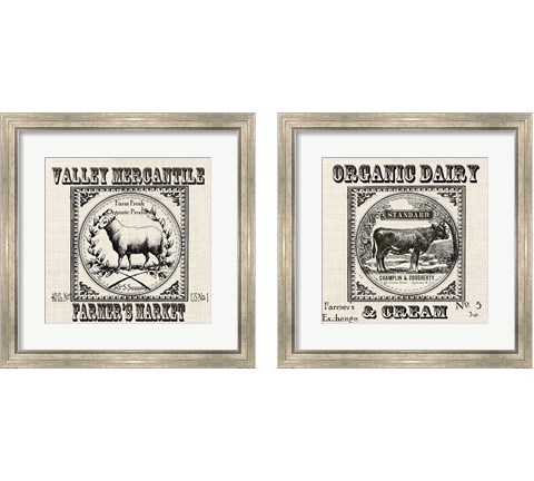 Farmhouse Grain Sack Label 2 Piece Framed Art Print Set by Tre Sorelle Studios