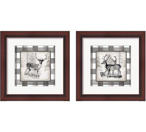 Buffalo Check Deer Neutral 2 Piece Framed Art Print Set by Tre Sorelle Studios
