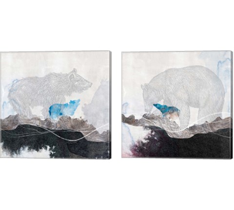 Bear  2 Piece Canvas Print Set by Louis Duncan-He