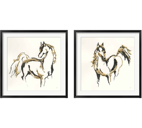 Golden Horse 2 Piece Framed Art Print Set by Chris Paschke