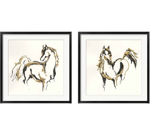 Golden Horse 2 Piece Framed Art Print Set by Chris Paschke