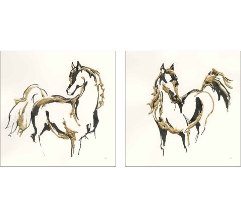 Golden Horse 2 Piece Art Print Set by Chris Paschke