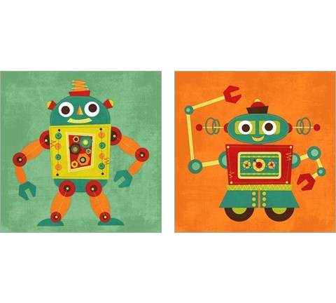 Robot  2 Piece Art Print Set by Nancy Lee