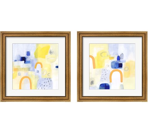Butterscotch and Blue 2 Piece Framed Art Print Set by Victoria Borges