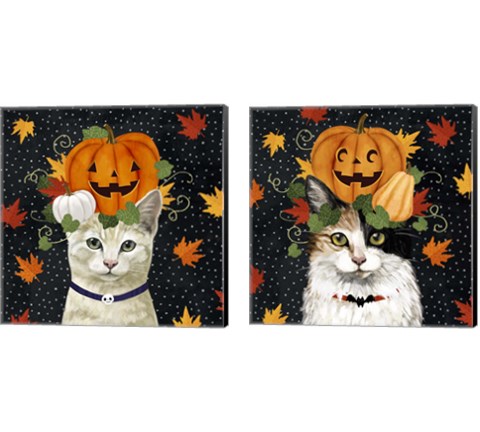 Halloween Cat 2 Piece Canvas Print Set by Victoria Borges