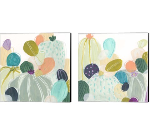 Candy Cactus 2 Piece Canvas Print Set by June Erica Vess
