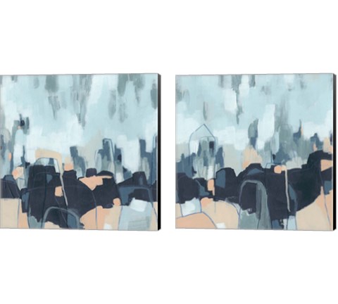 Abstracted Indigo Skyline 2 Piece Canvas Print Set by June Erica Vess