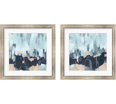 Abstracted Indigo Skyline 2 Piece Framed Art Print Set by June Erica Vess