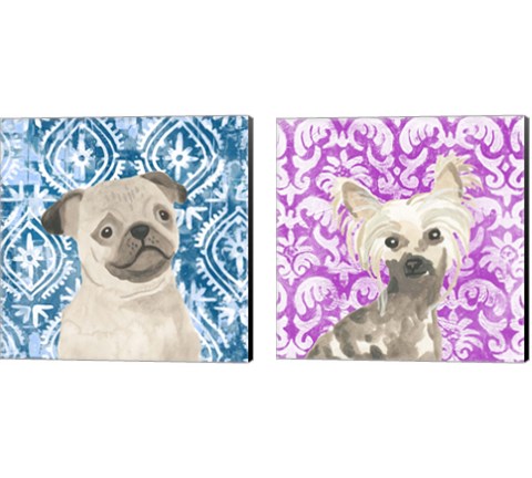 Parlor Pooches 2 Piece Canvas Print Set by June Erica Vess