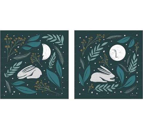 Sweet Dreams Bunny 2 Piece Art Print Set by Becky Thorns