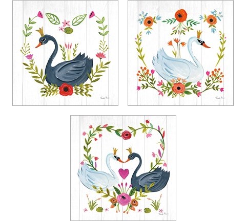 Swan Love 3 Piece Art Print Set by Farida Zaman
