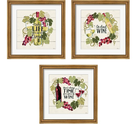 Wine and Friends 3 Piece Framed Art Print Set by Janelle Penner