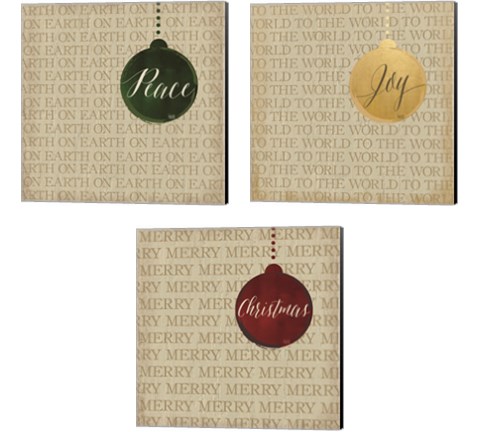 Christmas Ornaments 3 Piece Canvas Print Set by Hartworks