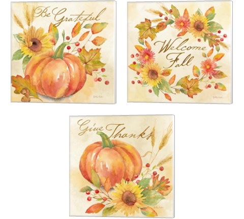 Welcome Fall  3 Piece Canvas Print Set by Cynthia Coulter