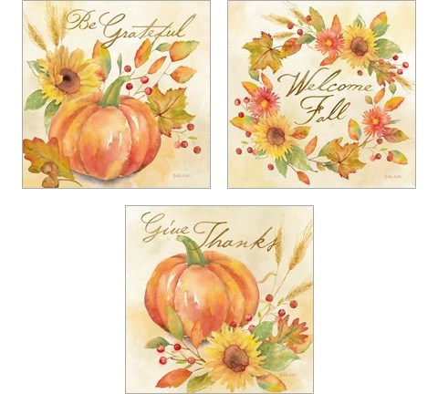 Welcome Fall  3 Piece Art Print Set by Cynthia Coulter