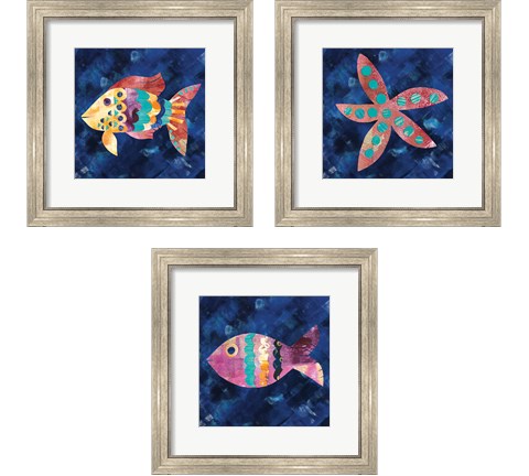 Boho Reef  3 Piece Framed Art Print Set by Wild Apple Portfolio